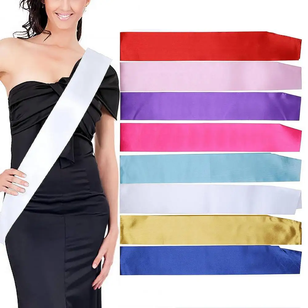 Banda de fiesta en blanco para boda, banda de satén para despedida de soltera, decoración de cinta de etiqueta