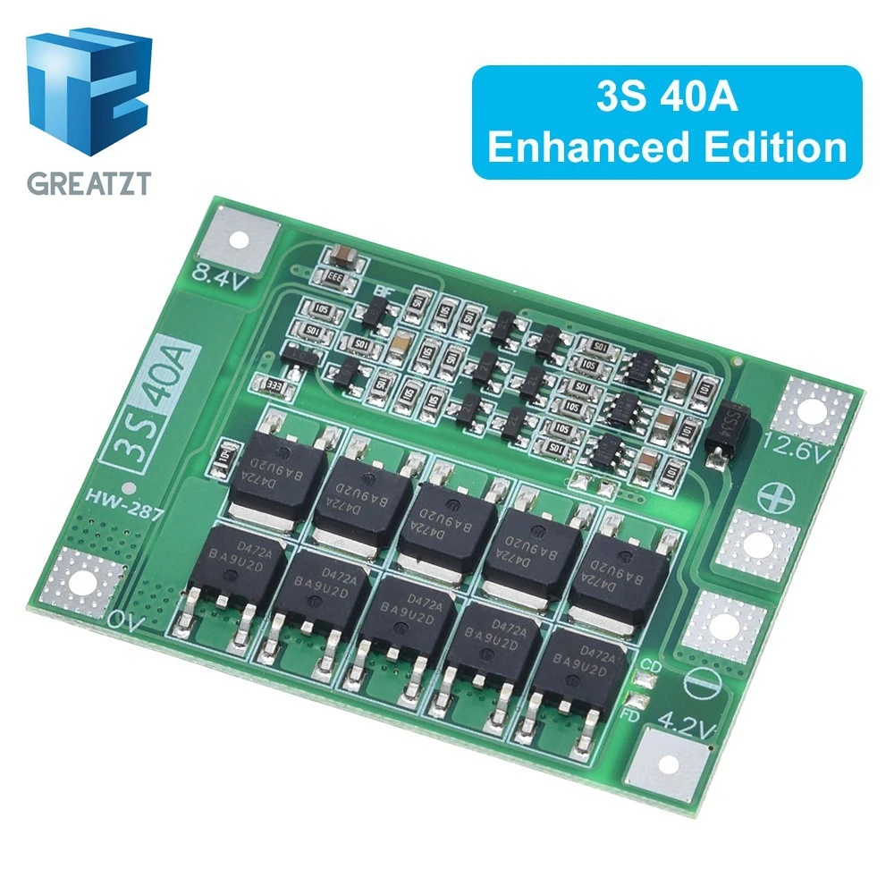 3S 4S 40A 60A Li-ion Lithium Battery Charger Protection Board 18650 BMS For Drill Motor 11.1V 12.6V/14.8V 16.8V Enhance Balance