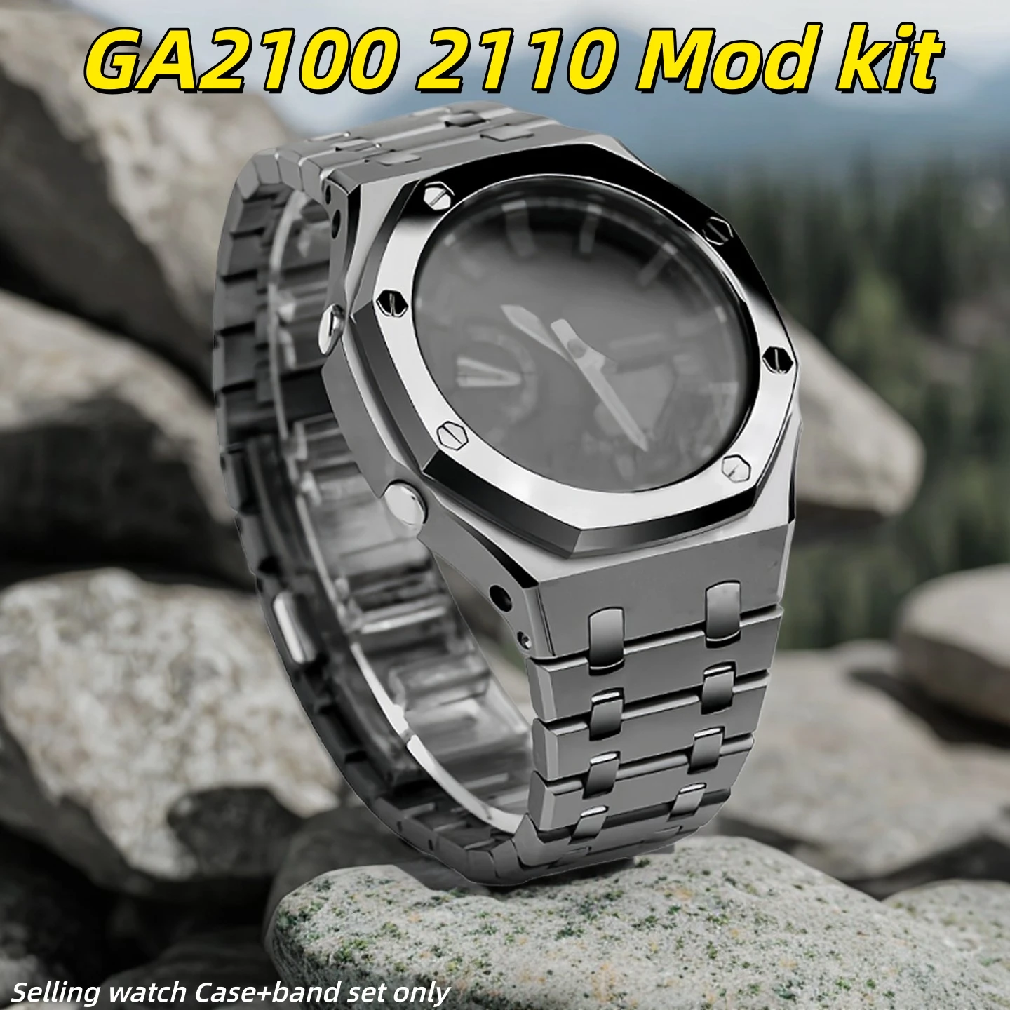 For Casio G-SHOCK GA2100/GA2110 Stainless Steel Case Strap Replace Modification Kit GA-B2100 Metal Case watchband Accessories