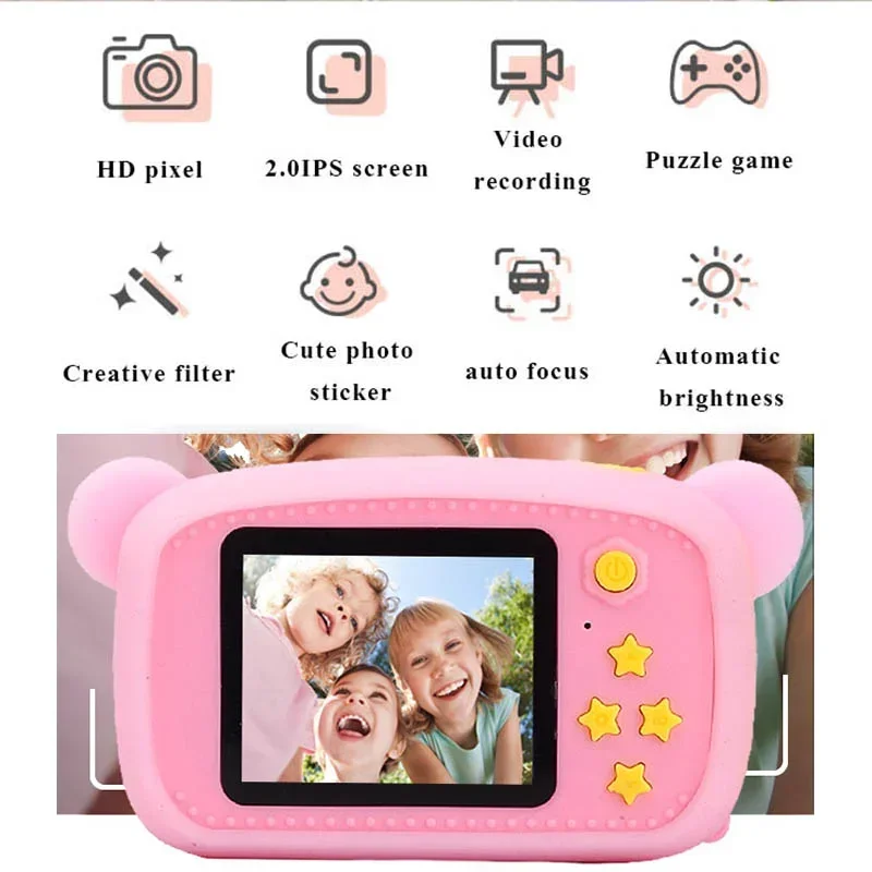 1080P elektronische digitale HD-Kamera Spielzeug für Kinder süße Mini rosa blau Videokameras Kinder Kamera Spielzeug Mädchen Jungen Geburtstagsgeschenk