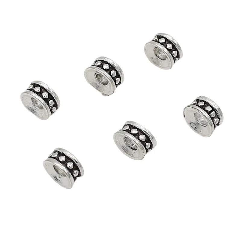 50pcs/lot Simple Wheel Shape Loose Beads Spacer 6mm Handmade Bracelets Necklace Jewelry Metal Beads Charms DIY Jewelry Findings