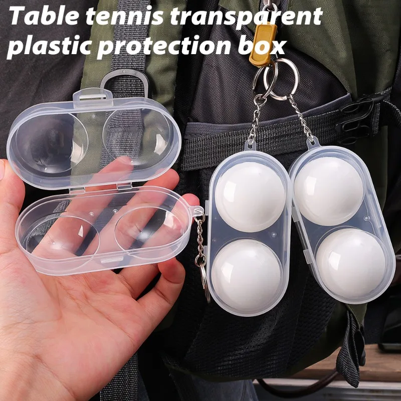 Contenedor de tenis de mesa, almacenamiento de 2 bolas de Ping-pong, estuche para llavero, artículo imprescindible para atletas al aire libre