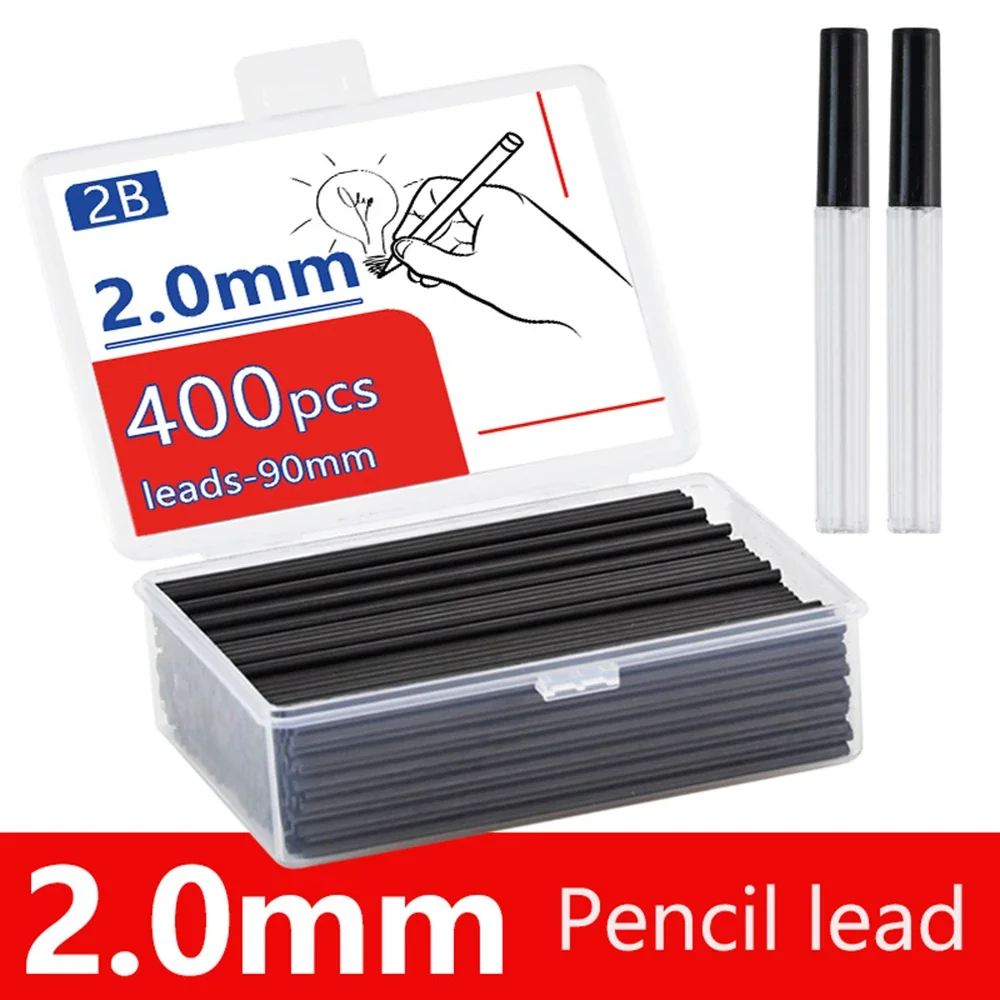 

400Pcs/Box 2.0mm Mechanical Pencil Refills Erasable Resin Lead Core Student Writing Stationary