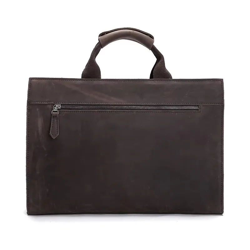 ยี่ห้อกระเป๋าเอกสารผู้ชาย Crazy Horse กระเป๋าแล็ปท็อปหนังแท้ขนาดใหญ่ความจุกระเป๋าเอกสารผู้ชาย PURE สีกระเป๋าแล็ปท็อป