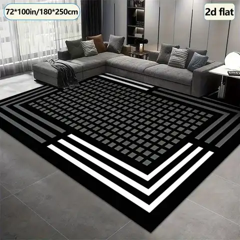 1 Piece of Simple Modern Geometric Grid Carpet, Soft and Comfortable, Suitable for All Seasons, Lightweight and Easy to Care For, Home Decor, Living Room, Bedroom, Hallway, Room Decoration, Winter, Autumn