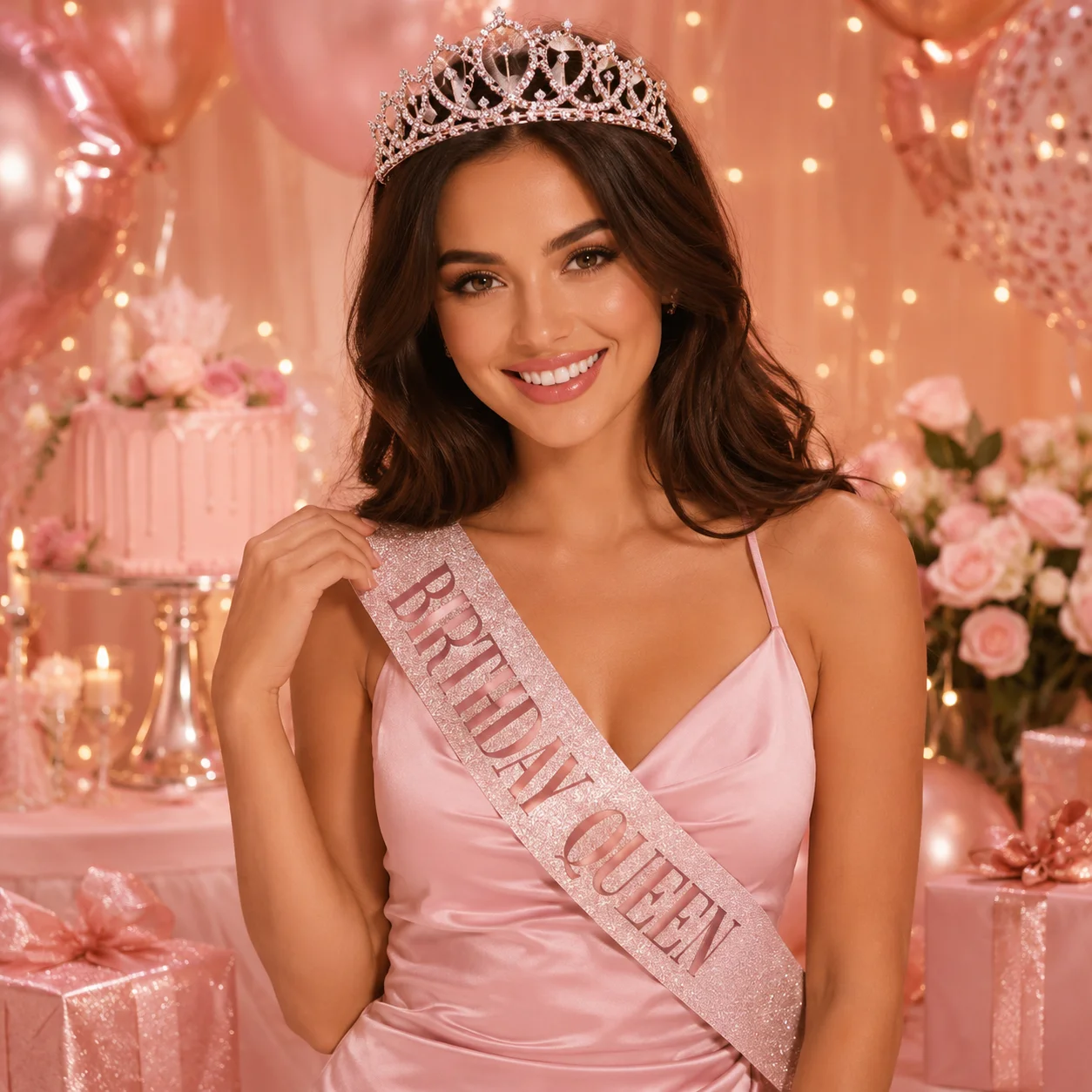 1PC Women's Birthday Queen Sash and Crown Set, Glitter Birthday Girl Party Decoration, Suitable for Gifting image 5
