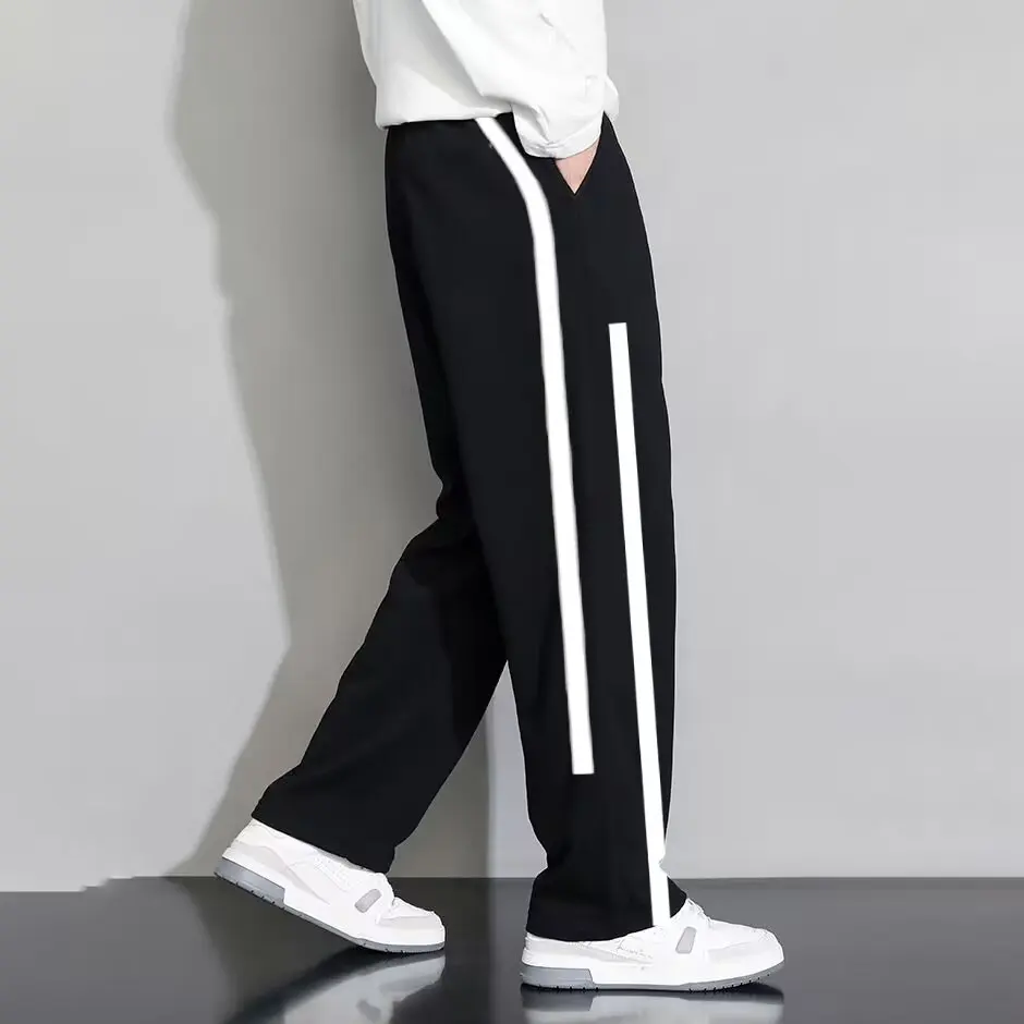 Hong Kong style new fashion 2024 spring and summer burst straight leg slacks loose and wide leg tracksuit pants