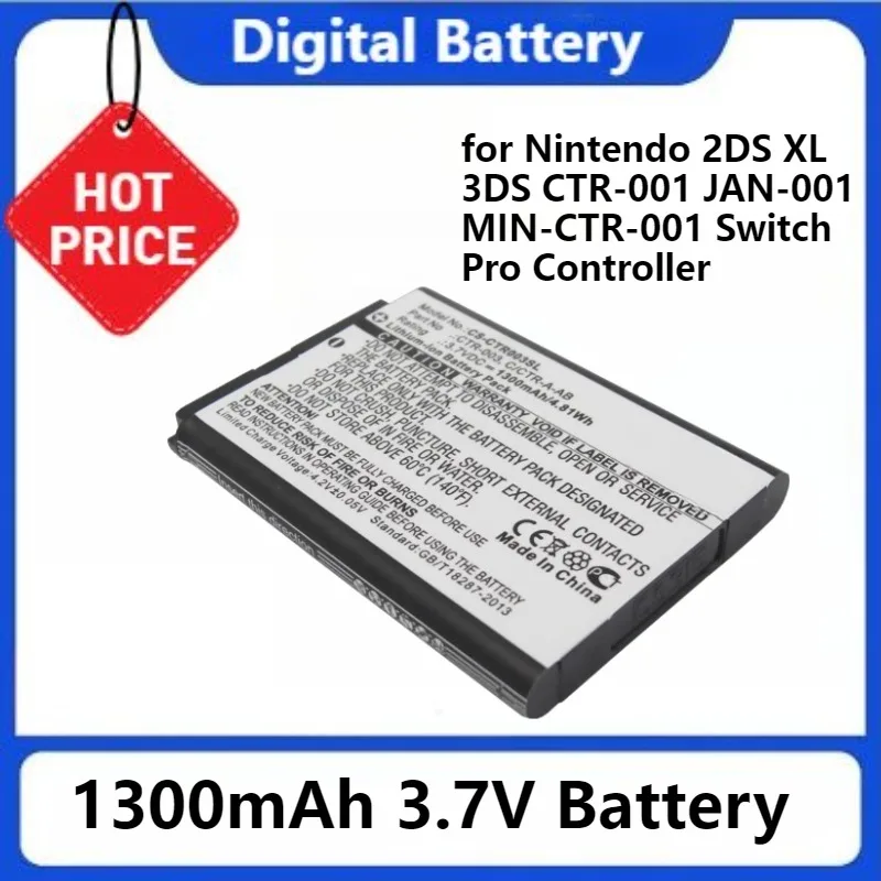 

CTR-003 C/CTR-A-AB for Nintendo 2DS XL 3DS CTR-001 JAN-001 MIN-CTR-001 Switch Pro Controller 1300mAh 3.7V Battery