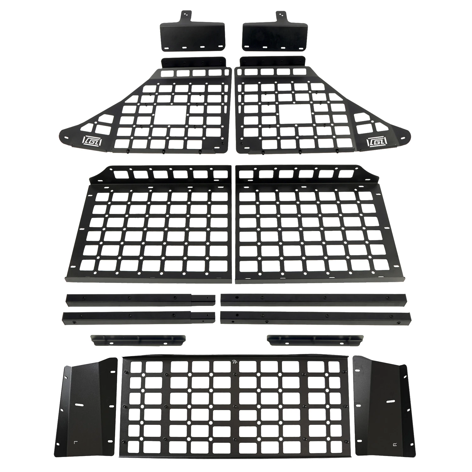 For Toyota 4Runner 2010-2024 Car Molle Panel Modular Rear Trunk Shelf Storage Window Roof Racks Cargo Organizers Kit 1 Set