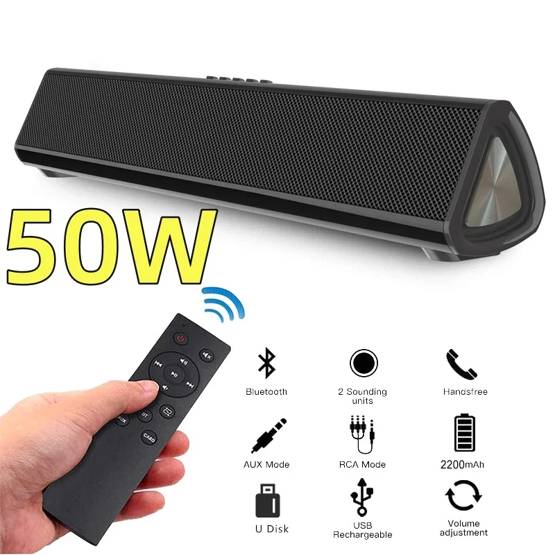 

50W TV sound bar wireless bluetooth speaker home theater sound system 3D stereo surround with remote control caixa de som for pc