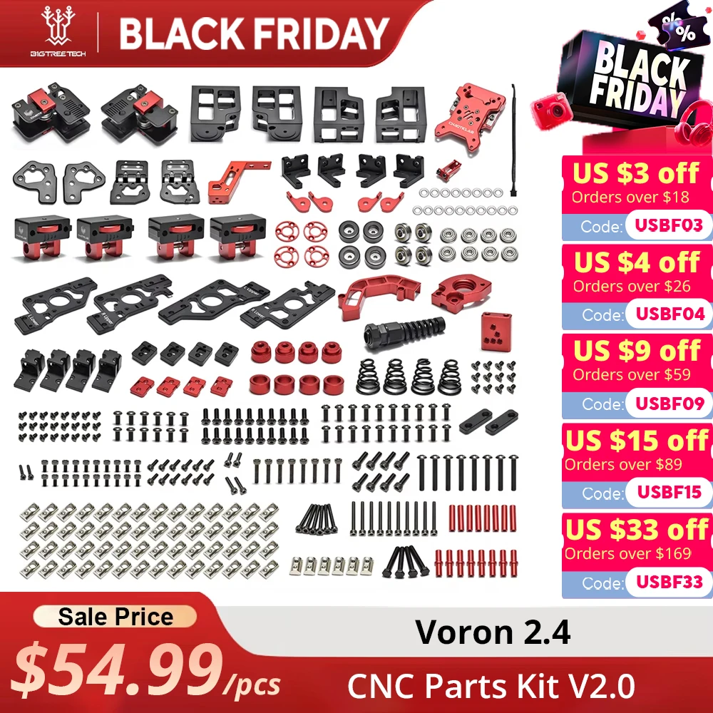 

VORON 2.4 CNC Parts Kit V2.0 Hardware Upgrade High Speed Higher Strength with Z AB Drive Tool free Tension XYZ joint 3D Printer