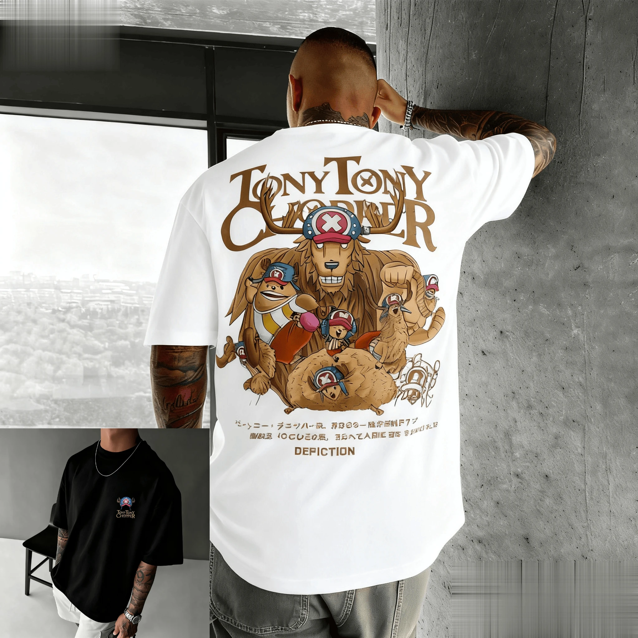 Camiseta Oversized One Piece Chopper Anime para Homens e Mulheres, Manga Curta, Nova Camiseta de Verão com Estampa Gráfica de Desenho Animado, Casual 