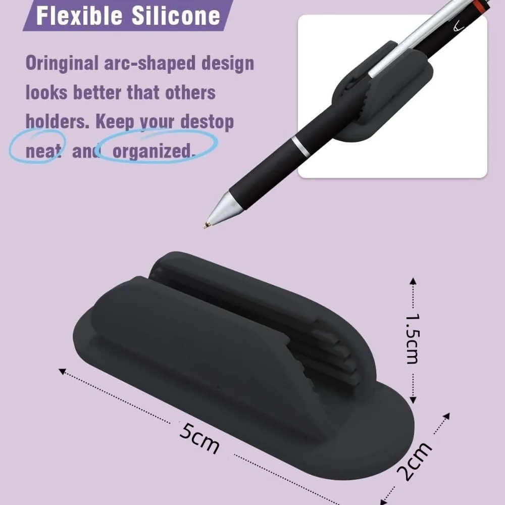 جديد حامل قلم من السيليكون المحمولة ذاتية اللصق قلم رصاص تخزين المشابك مكافحة خسر مرنة الكتابة أبازيم الطلاب #6