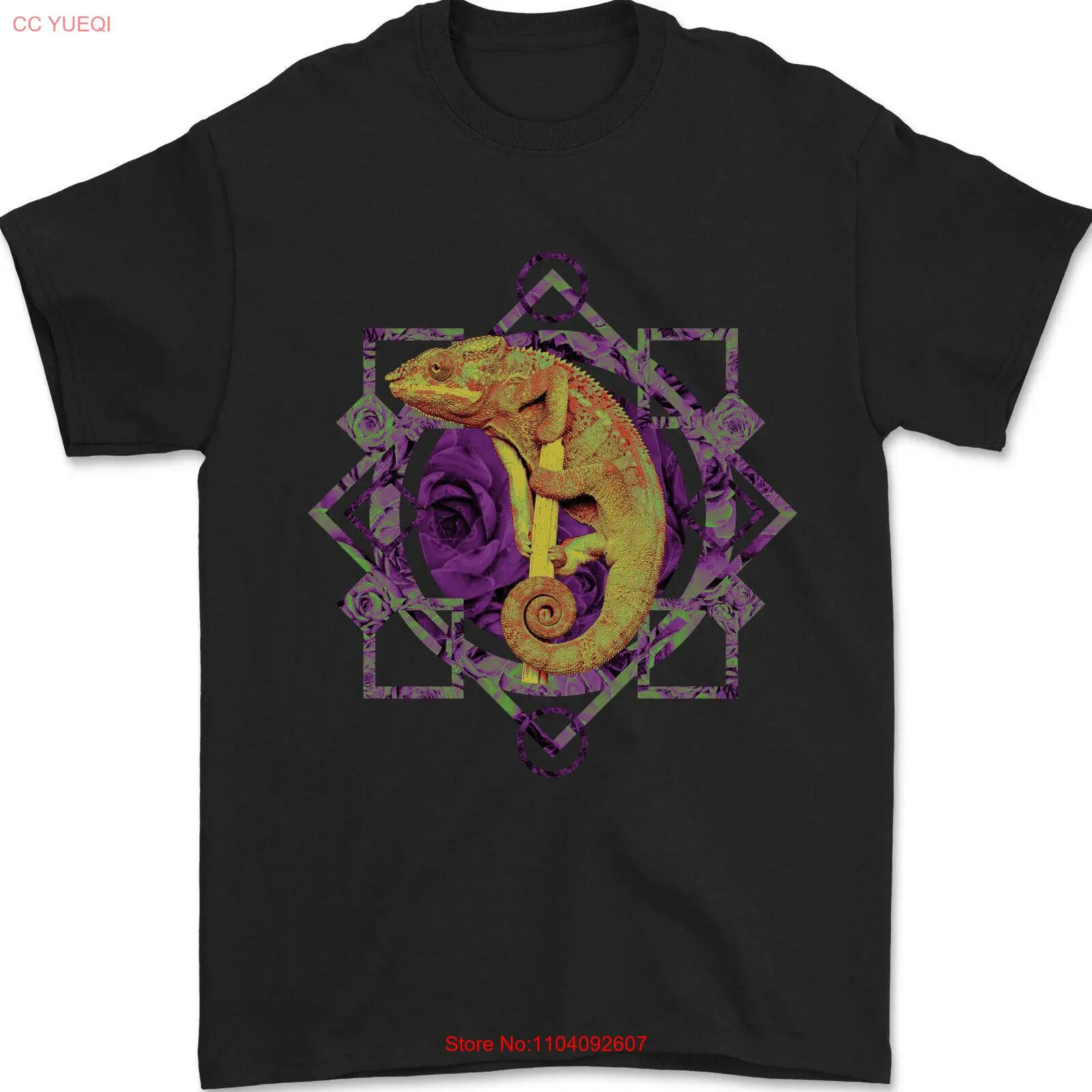 A Geometric Chameleon Mens T-Shirt 100% Cotton