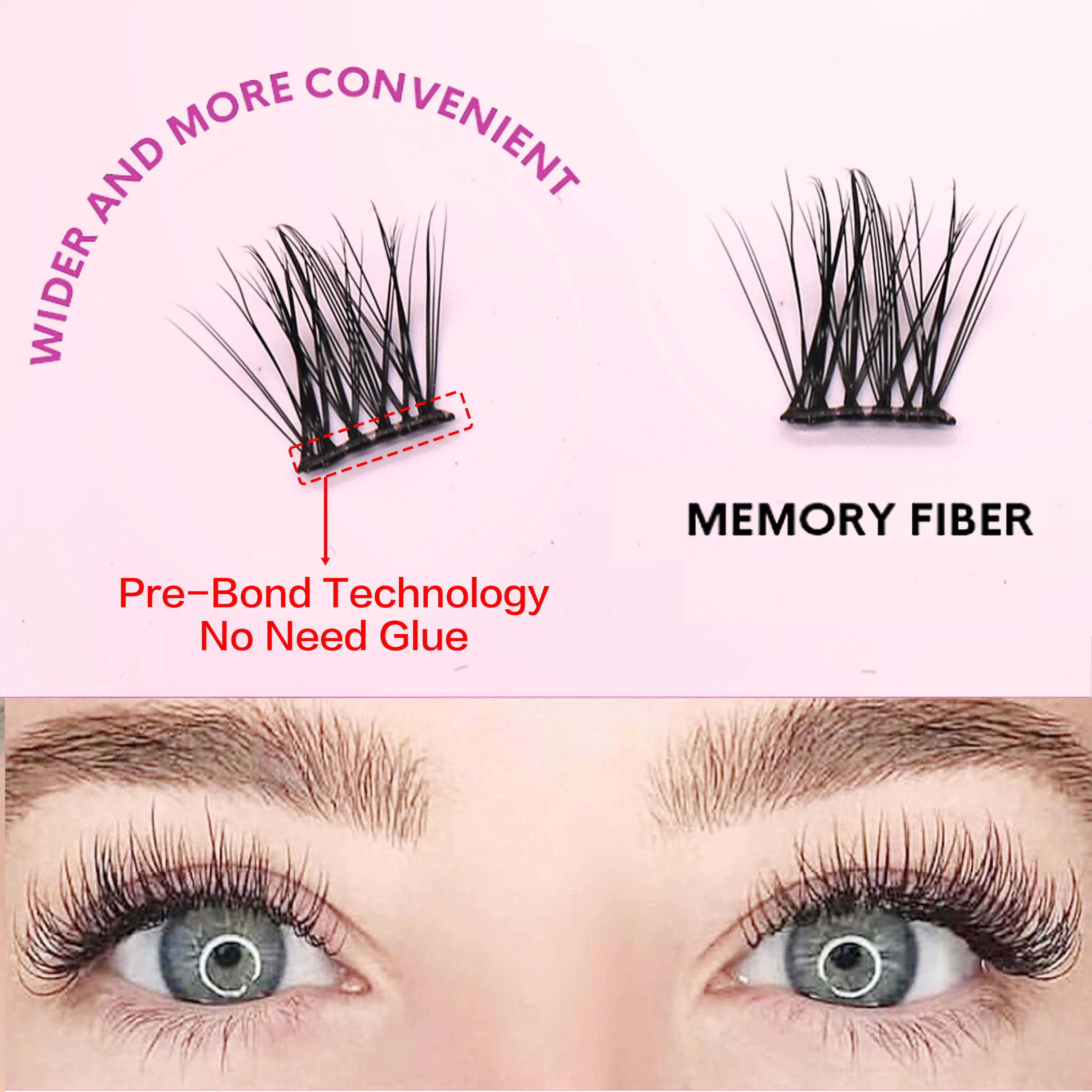 Western Style tPre bond No Glue Needed Self Adhesive Lashes with Adhesive  Press on Lashes Pre Bond Lash Clusters at Home