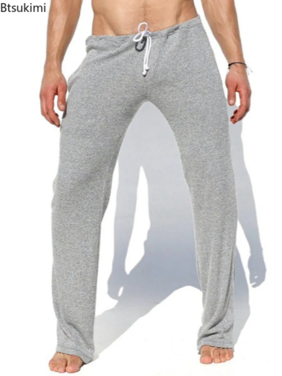 

Hot Sales Sweatpants Men's Loose Straight Pants Stretch Soft Breathable Tracksuit Long Pants Simple Home Lounge Yoga Pants Male