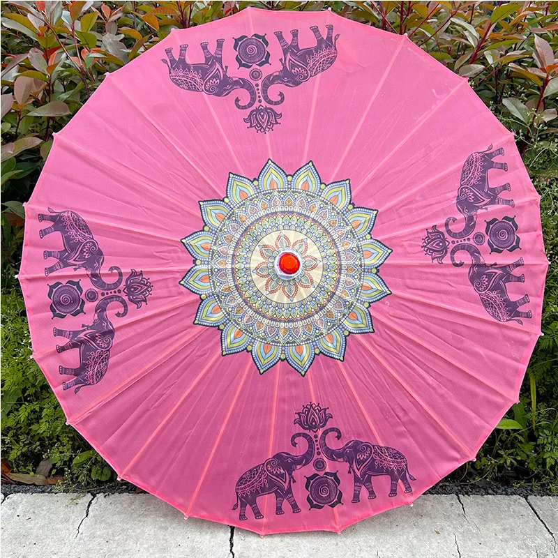 Thailand Style Silk Oil Paper Umbrella Hotel Ceiling Decoration Umbrella Classical Chinese Craft Dance Umbrella Parasol