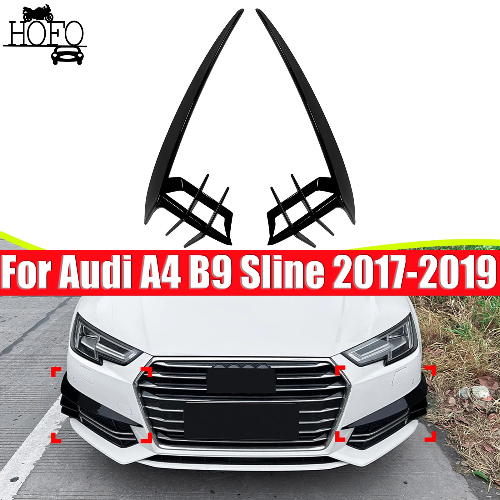 

Front Bumper Spoiler Lip Splitter For Audi A4 B9 Sline 2017-2019