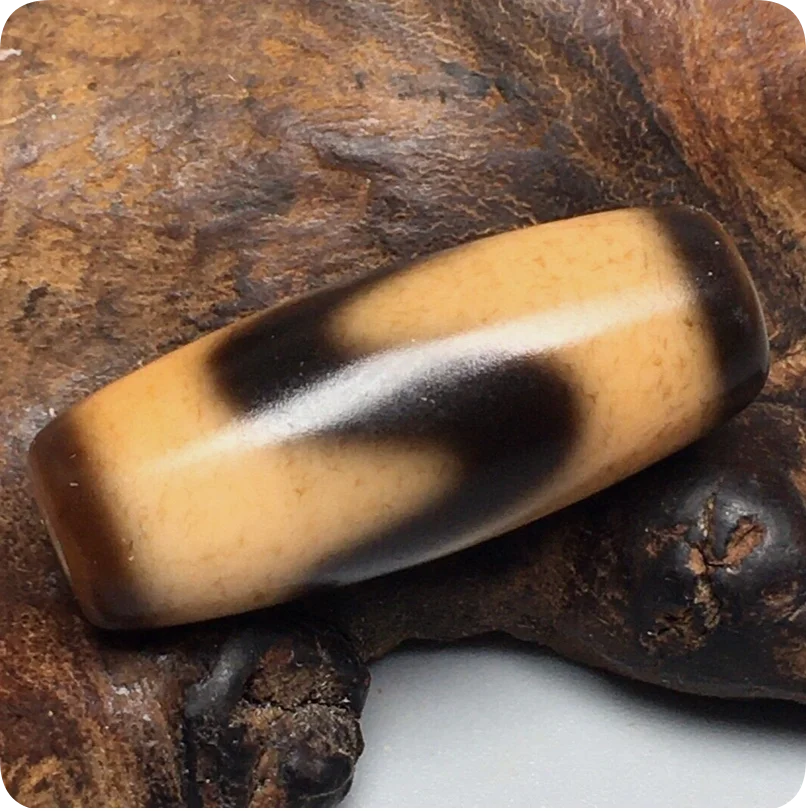 Rare Tibetan Old Oily Agate dZi Tiger Tooth Bead Pendant