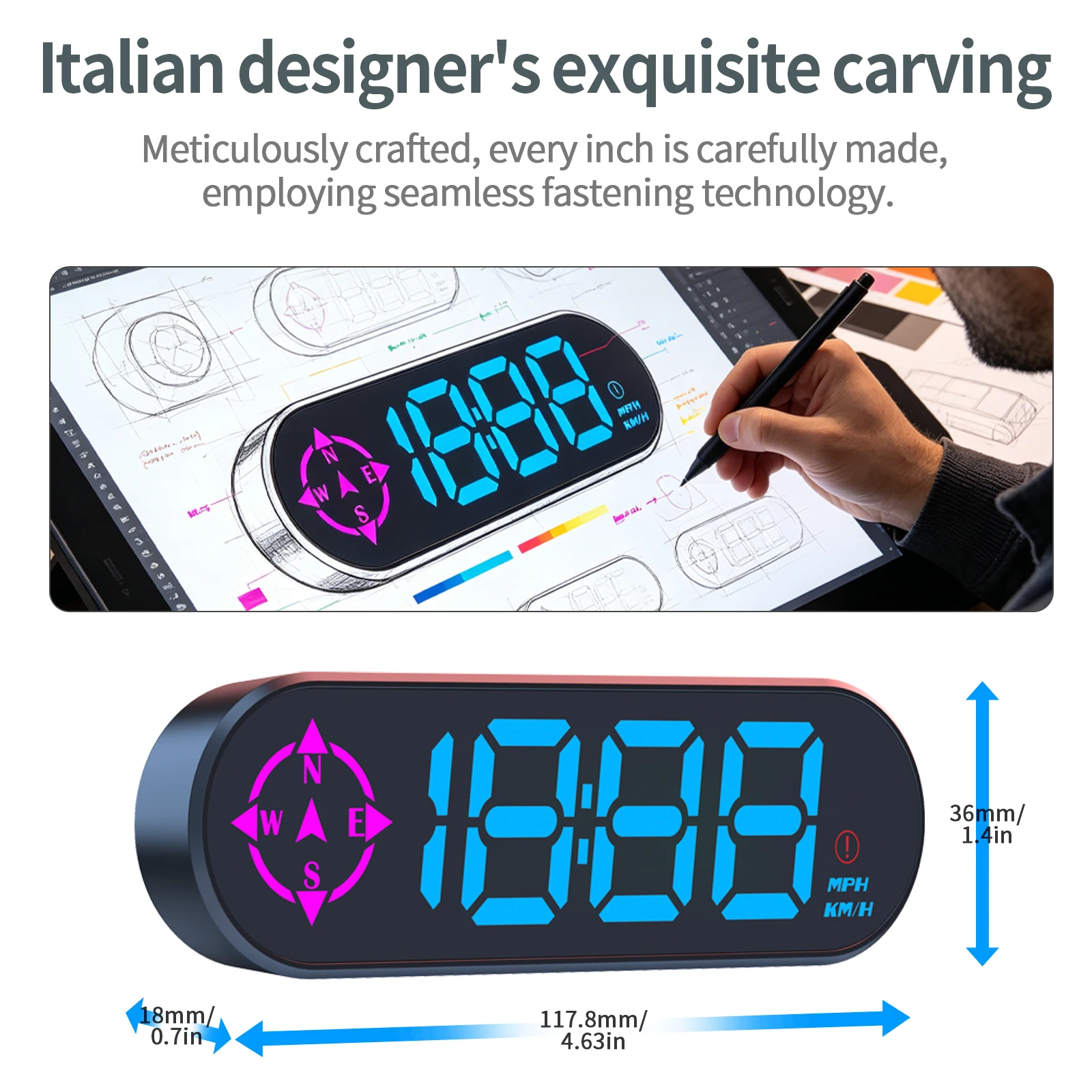 Car Head up Display GPS Digital Speedometer with Alarm Clock Compass Number of Satellites LED Display Gauge On-board Computer