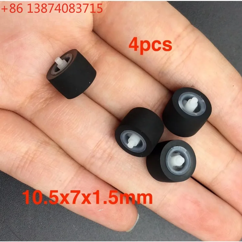 4pcs 10.5x7x1.5mm pinch roller Audio Tape Recorder Cassette deck rubber Wheel with axis for SONY Panasonic Stereo player