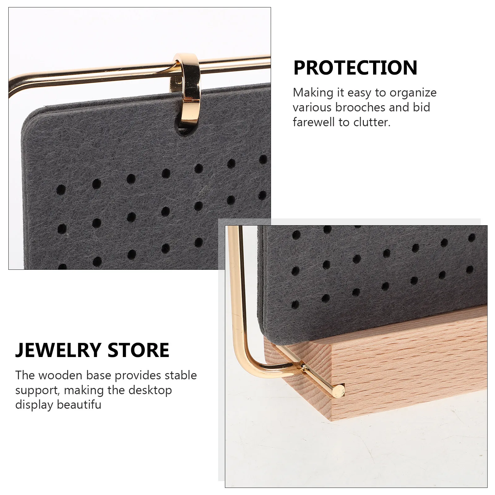Felt Pin Display Board with 6 Pages Wooden Base Brooch Enamel Jewelry Organizer Storage Holder for Desk Shelf Display