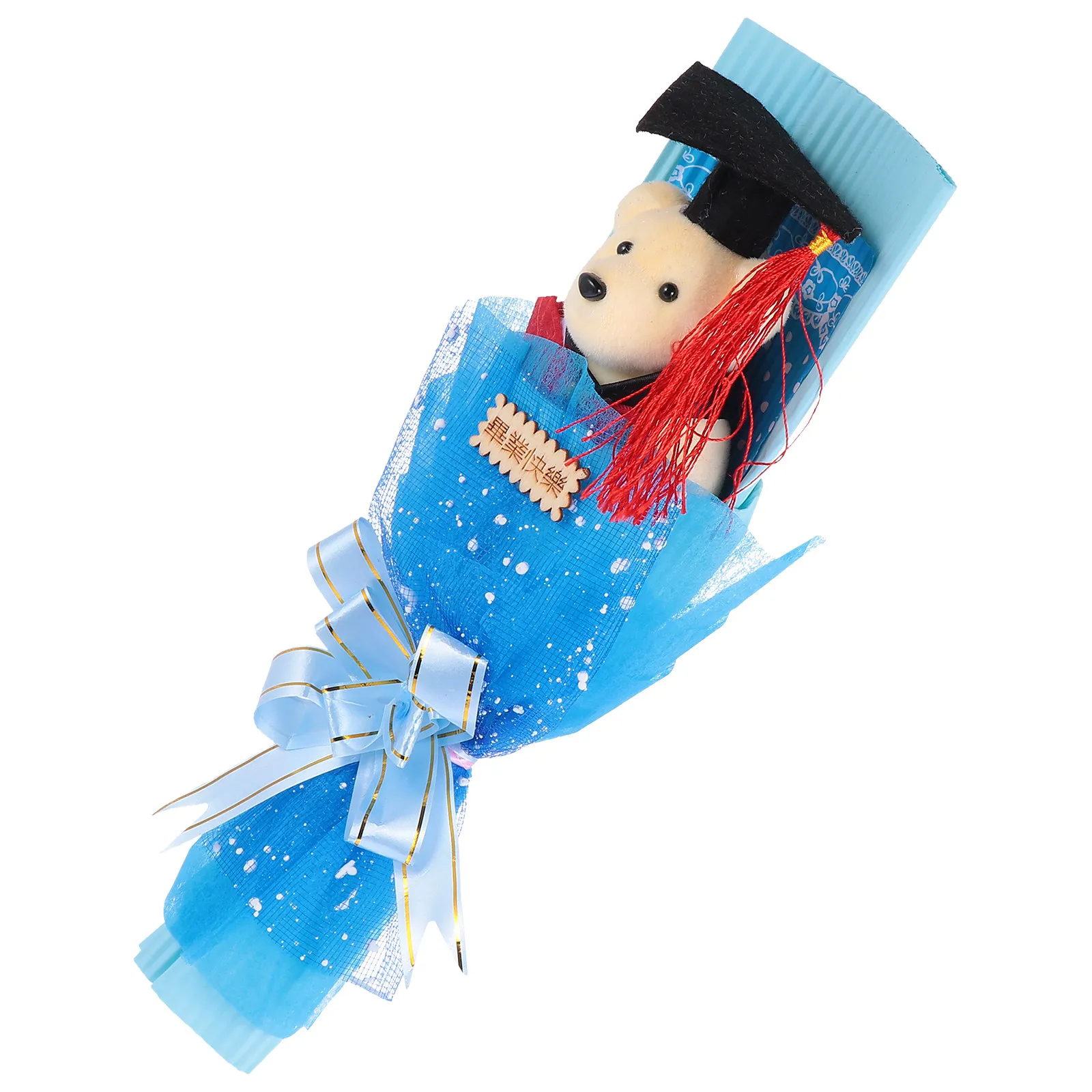 

1 шт. Премиальный букет с медведем-выпускником: очаровательный декор для автомобиля, дома, офиса. Уникальный подарок на выпускной. Медведь-выпускник в букете.