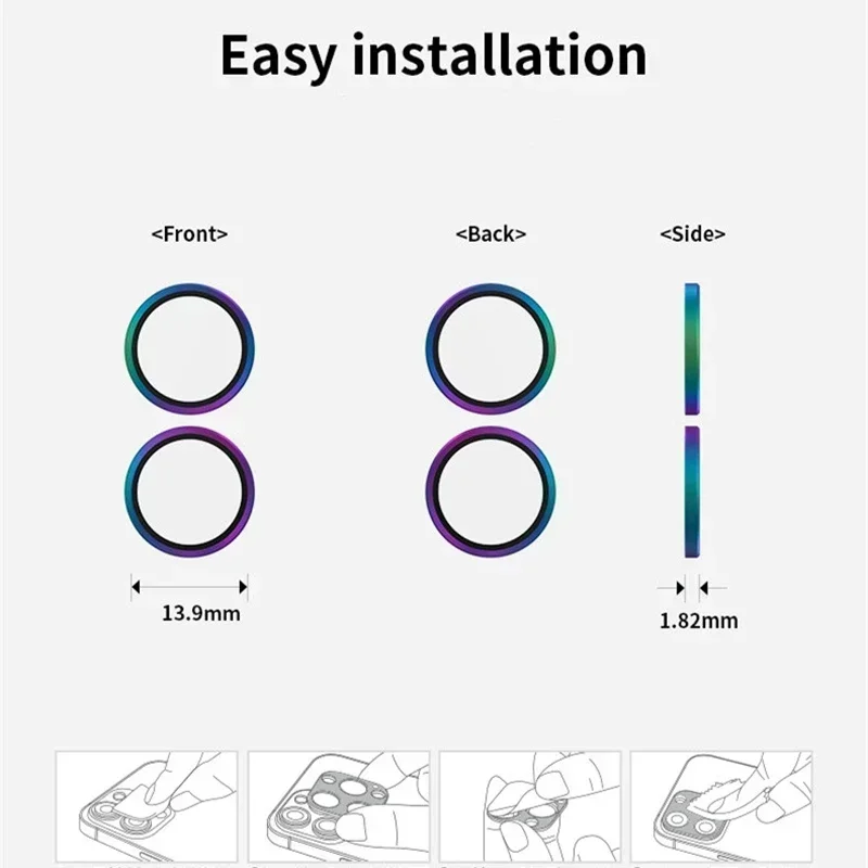 Pelindung kamera logam untuk tidak ada ponsel 2 cincin lensa paduan + penutup lensa belakang kaca Tempered pada tidak ada telepon (2) (1) Film