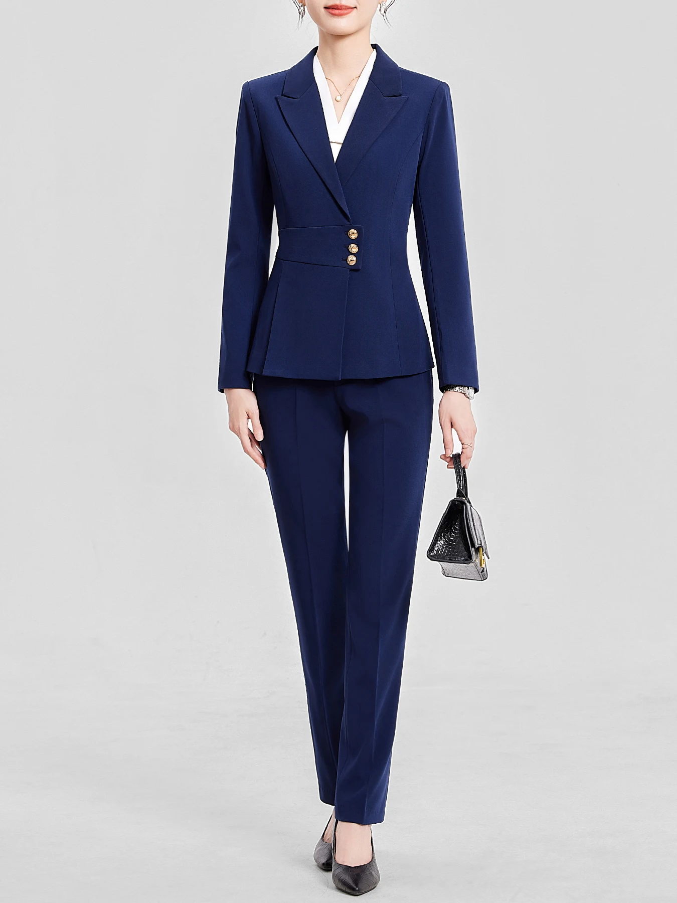 

Single-breasted Peak Lapel Long-sleeve Suit Set Minimalist Suit Trousers for Office Commute with Elegant Premium Vibe