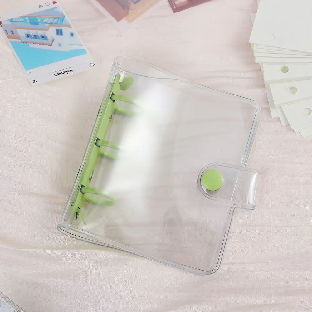 Mini Loose-Leaf Notebook Pages Glitter Transparent 3 Hole Binder Clip Card Organizer Photo album Binder Notebook Cover