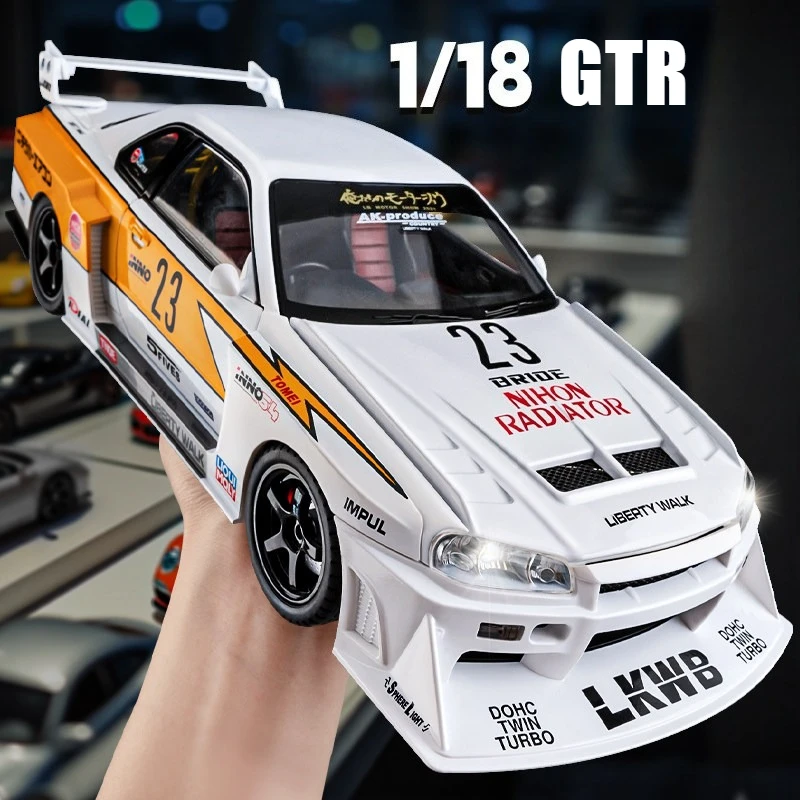 

1:18 GTR R34 S15 литая под давлением модель автомобиля, демонстрационные продукты, коллекция моделирования, хобби для мальчиков-бойфрендов