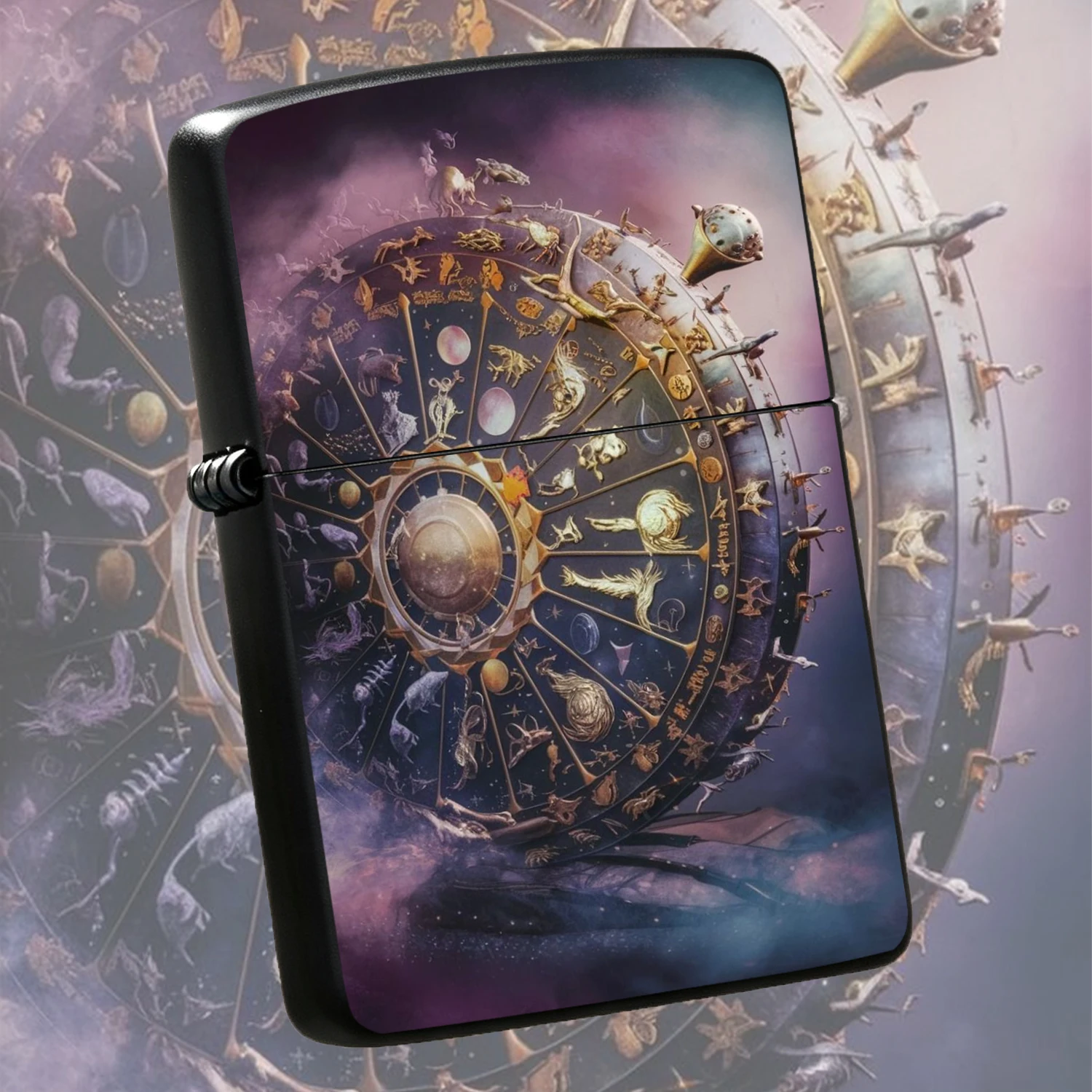 Retro Astrolabe Zodiac Themed Windproof Vintage Printing Pattern  Unique Surreal Star Divination Design Portable For Gift Daily Use A Fun And Humorous Lighter