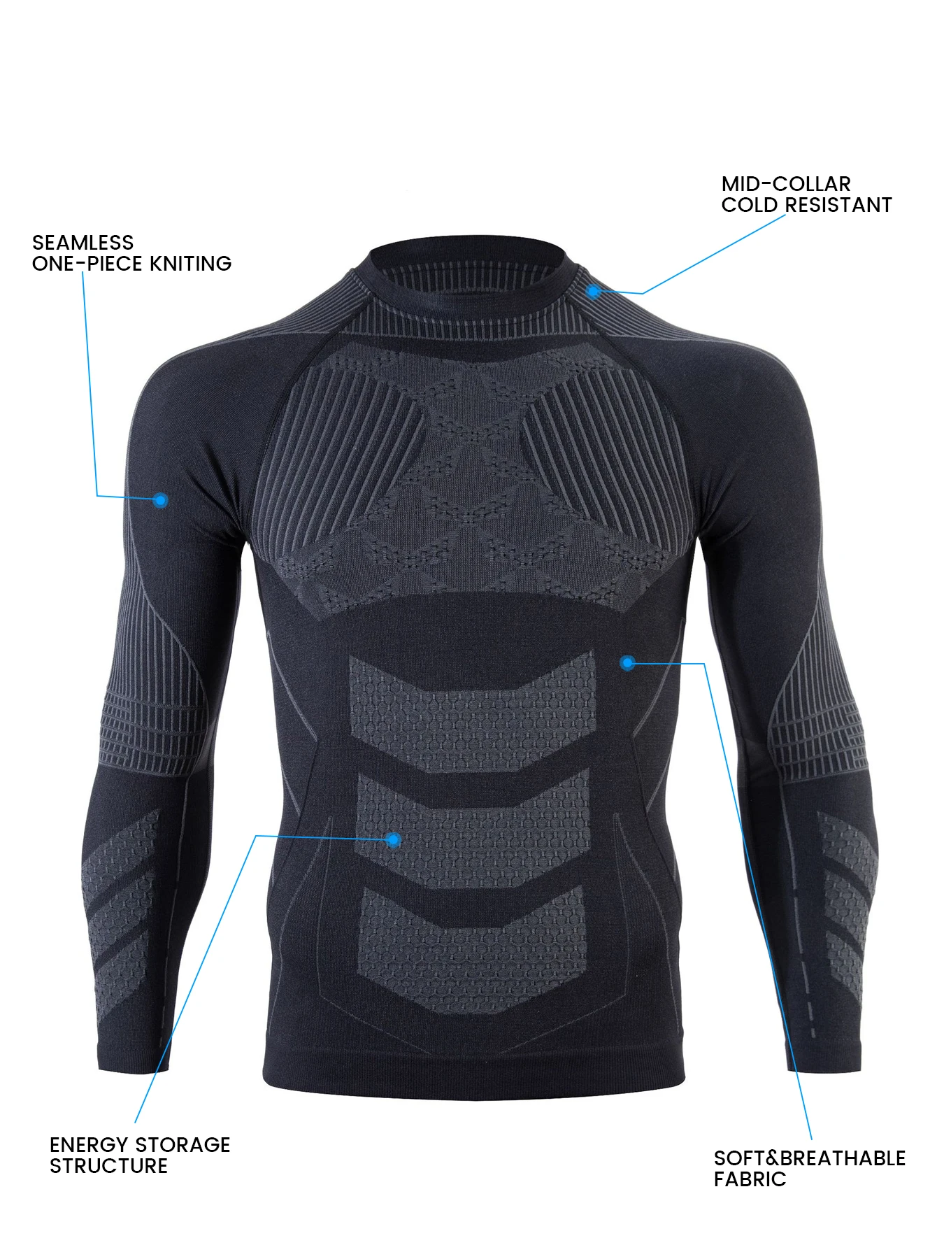 ملابس داخلية حرارية للرجال طقم ملابس رياضية طويلة جونز مع طبقة أساسية مبطنة بالصوف من الأعلى #2