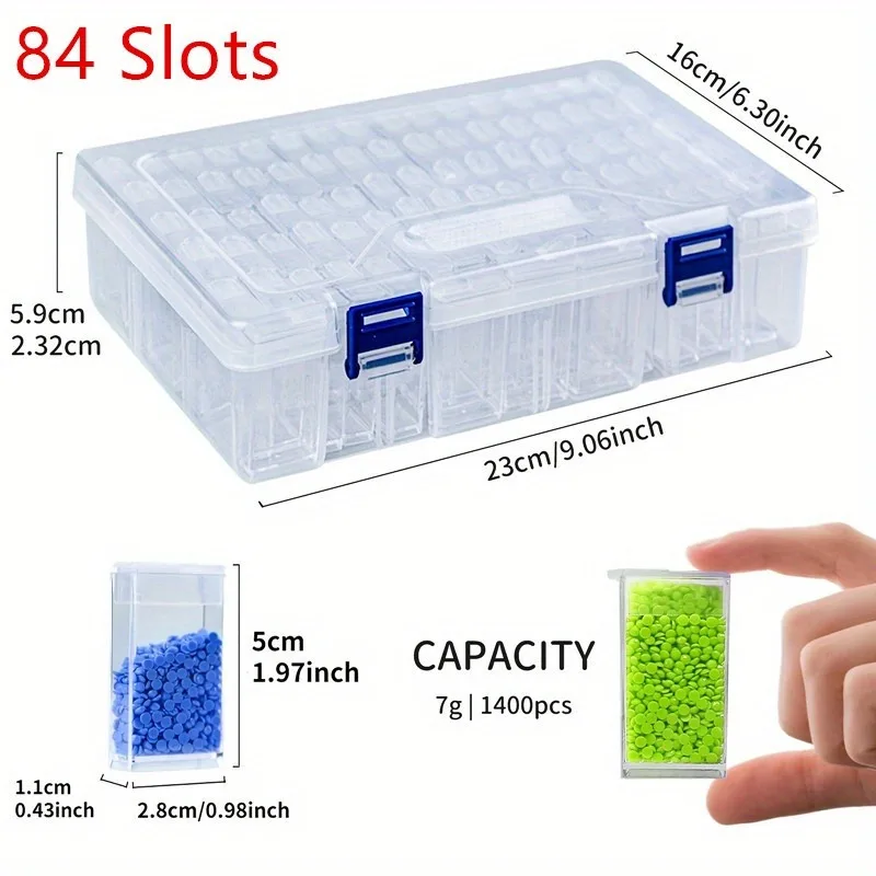 64 84 Grids Diamond Painting Storage Box Portable Seed Bead Organizer Case DIY Nail Art Plastic Container