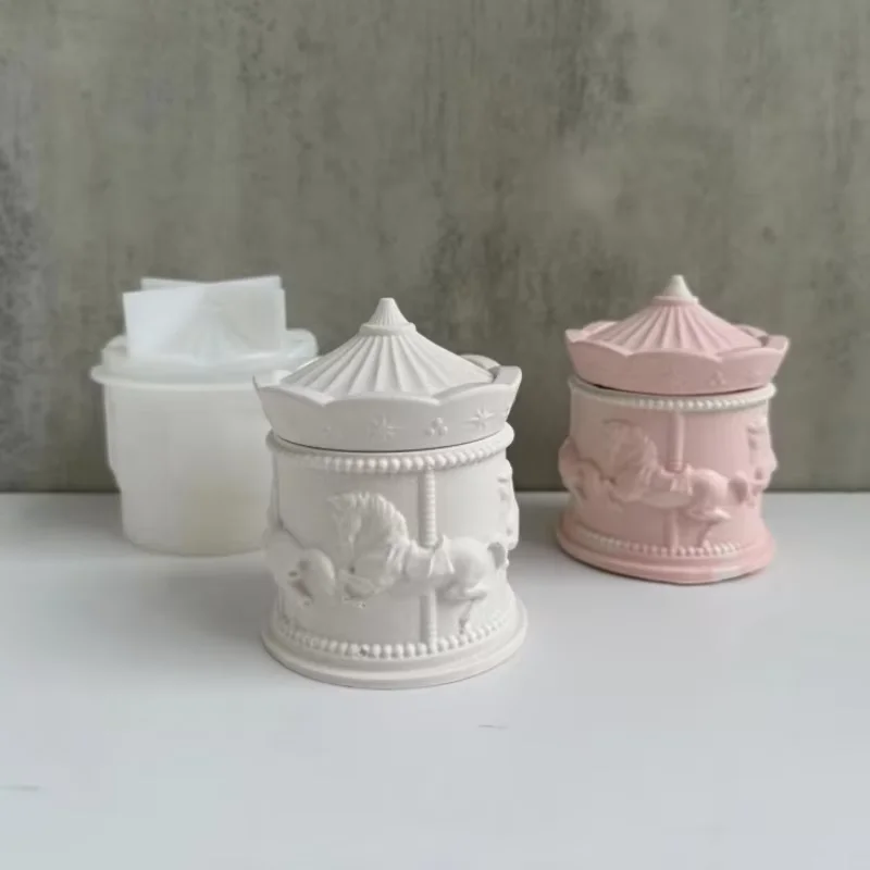 

Силиконовая форма для поделок: коробка-карусель для хранения, для гипса, бетона, смолы, свечей. Креативный декор для дома, аксессуары для подарков.