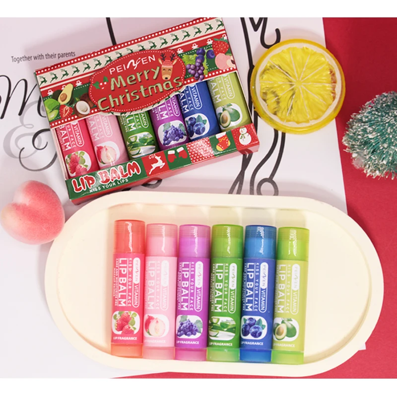 크리스마스 선물 세트 - 가을, 겨울 케어에 딱 맞는 식물성 스쿠알란이 함유된 과일향 보습 립밤 6종