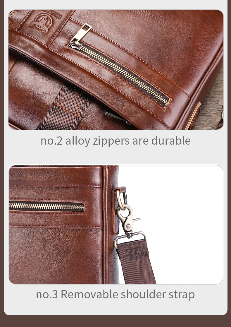 BULLCAPTAIN Leather Laptop Bag, Top Layer Leather 15' Laptop Bag Men's Laptop Briefcase Work Business Travel Bag 053