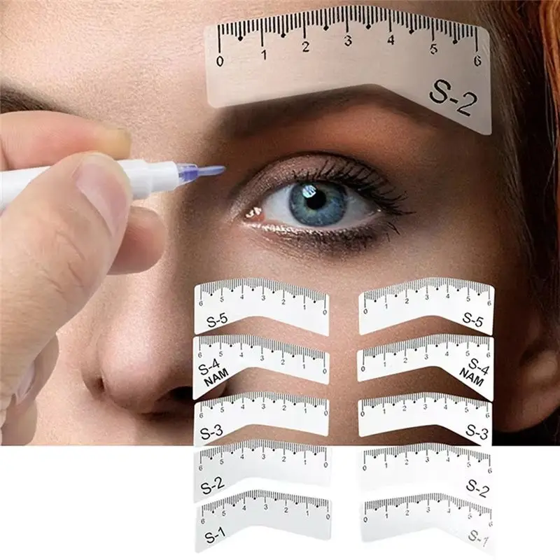 Eyebrow Ruler 5 Pairs DIY Eye Brow Drawing Guide Styling Shaping Grooming Template Card Easy Make Up Tool Kit