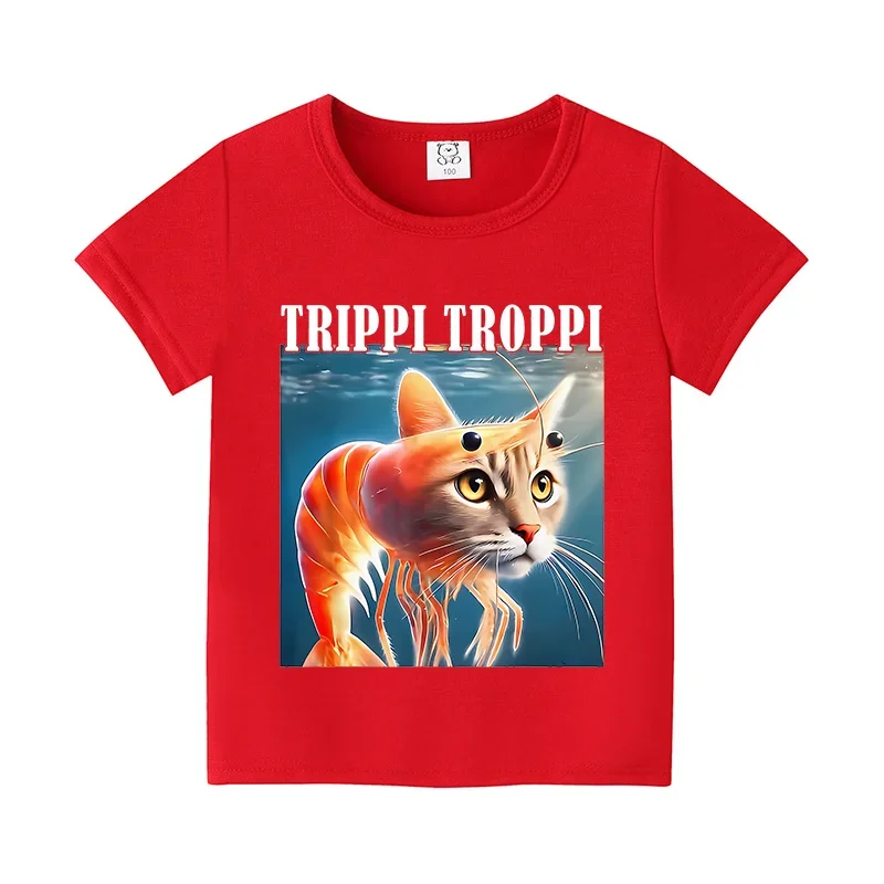 イタリア Brainrot Tシャツ子供 Camisetas 幼児女の子 Telala おかしいサメ半袖トップス男の子漫画ソフト服 Tシャツ