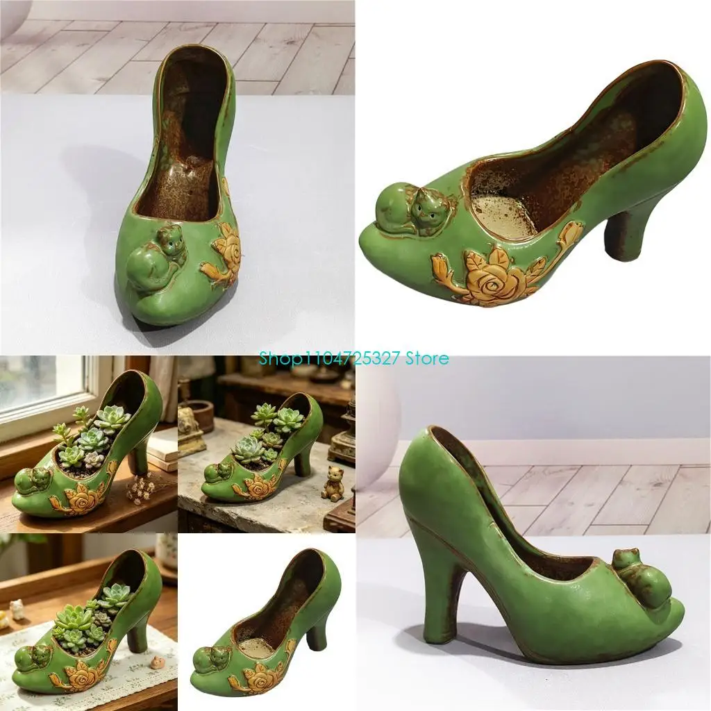 

D8KF Elegant Ceramic Plant Container With Cartoon Patterns Great For Small Greens
