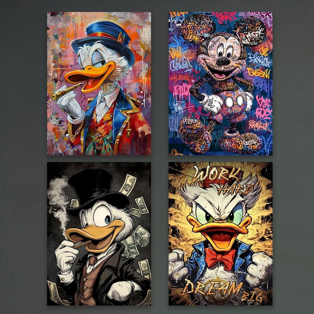 مينيسو دونالد داك فن البوب نجاح قماش المشارك البوب الفن المال الفن يطبع المال اللون الكتابة على الجدران قماش اللوحة مكتب المنزل دي