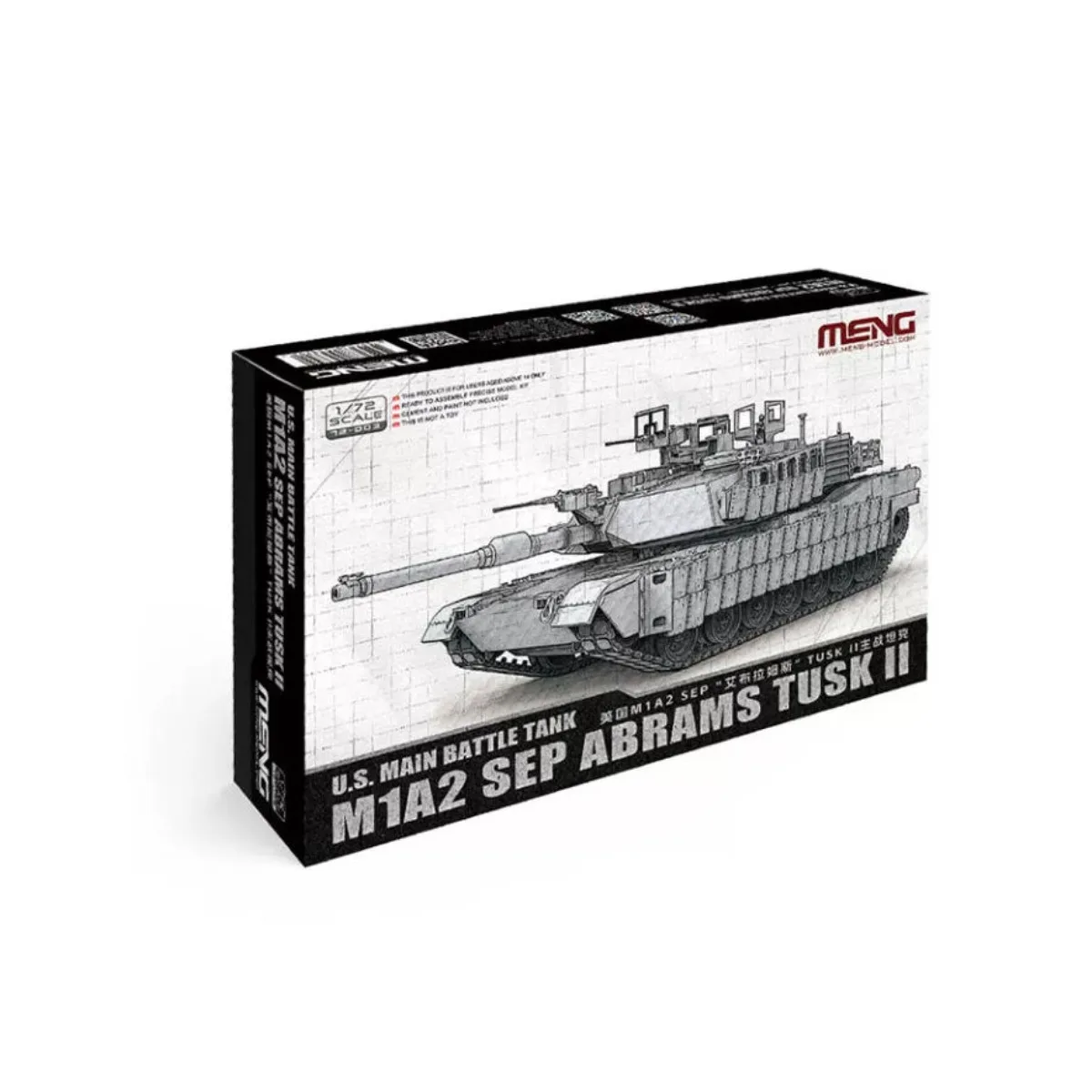 MENG Assemble Plastic Model Kit 72-003 1/72 Scale U.S.Main Battle Tank M1A2 SEP Abrams TUSK II Unassemble