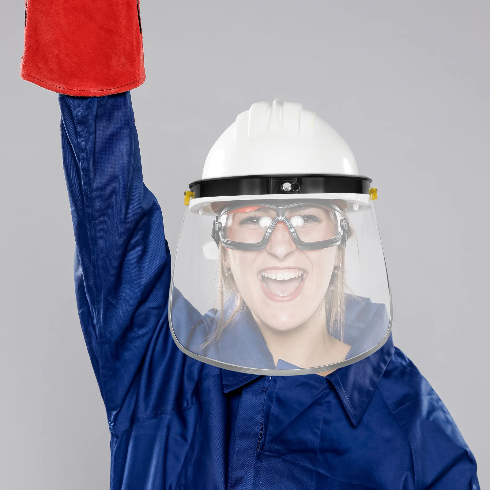 

Safety High Temp Resistance Transparent Heat Insulation Full Face Protection Dust Lens PC Construction Hard