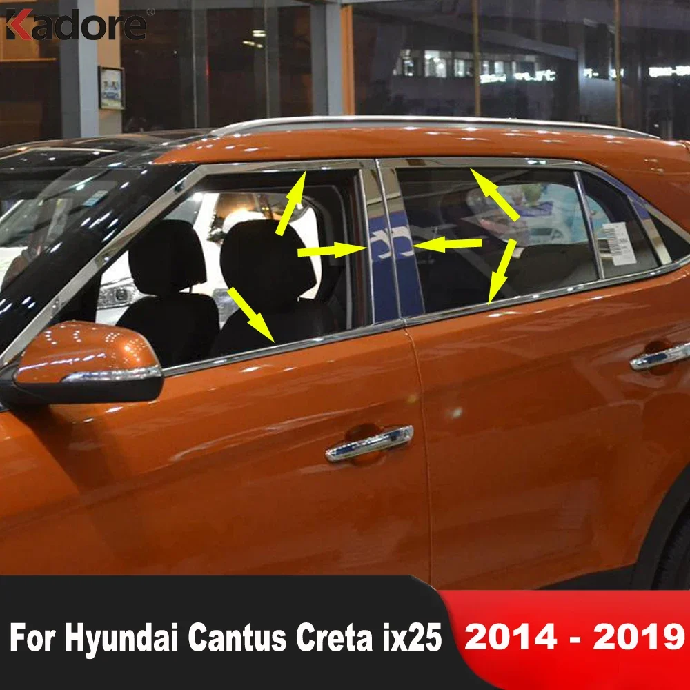

For Hyundai Cantus Creta ix25 2014 2015 2016 2017 2018 2019 Steel Car Window Frame Sill Trim Molding Garnish Strips Accessories