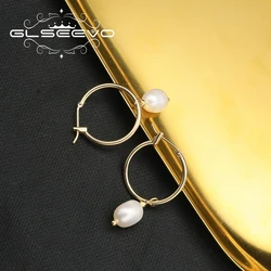 GLSEEVO Trendy Minimalist Nature Freshwater Pearl Earring for Woman Korean Fashion Style Vintage Personality Lady Jewelry