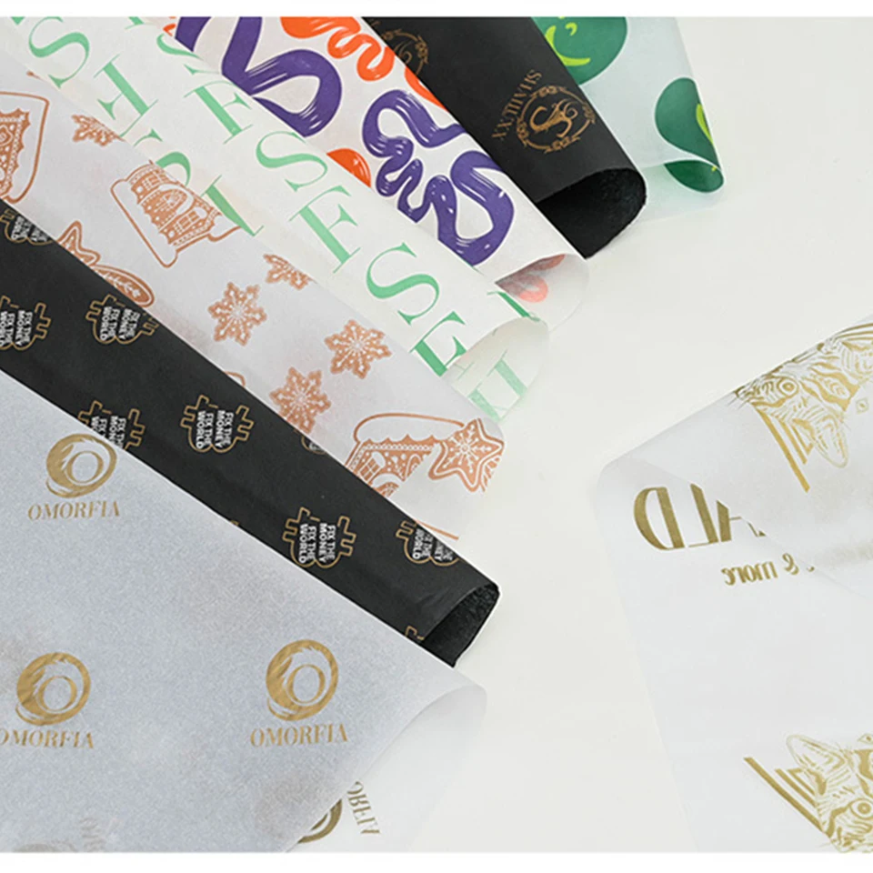 High Quality Custom Wrapping Tissue Paper Packing Brand Tissue Papers with company logo stickers