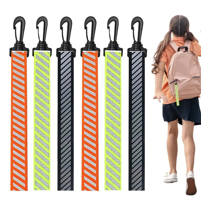 

Nylon Keychain Tags 6Pcs Reflective Nylon Strips Keychain Safety Reflector Portable Multifunctional Dog Collar Decorations With