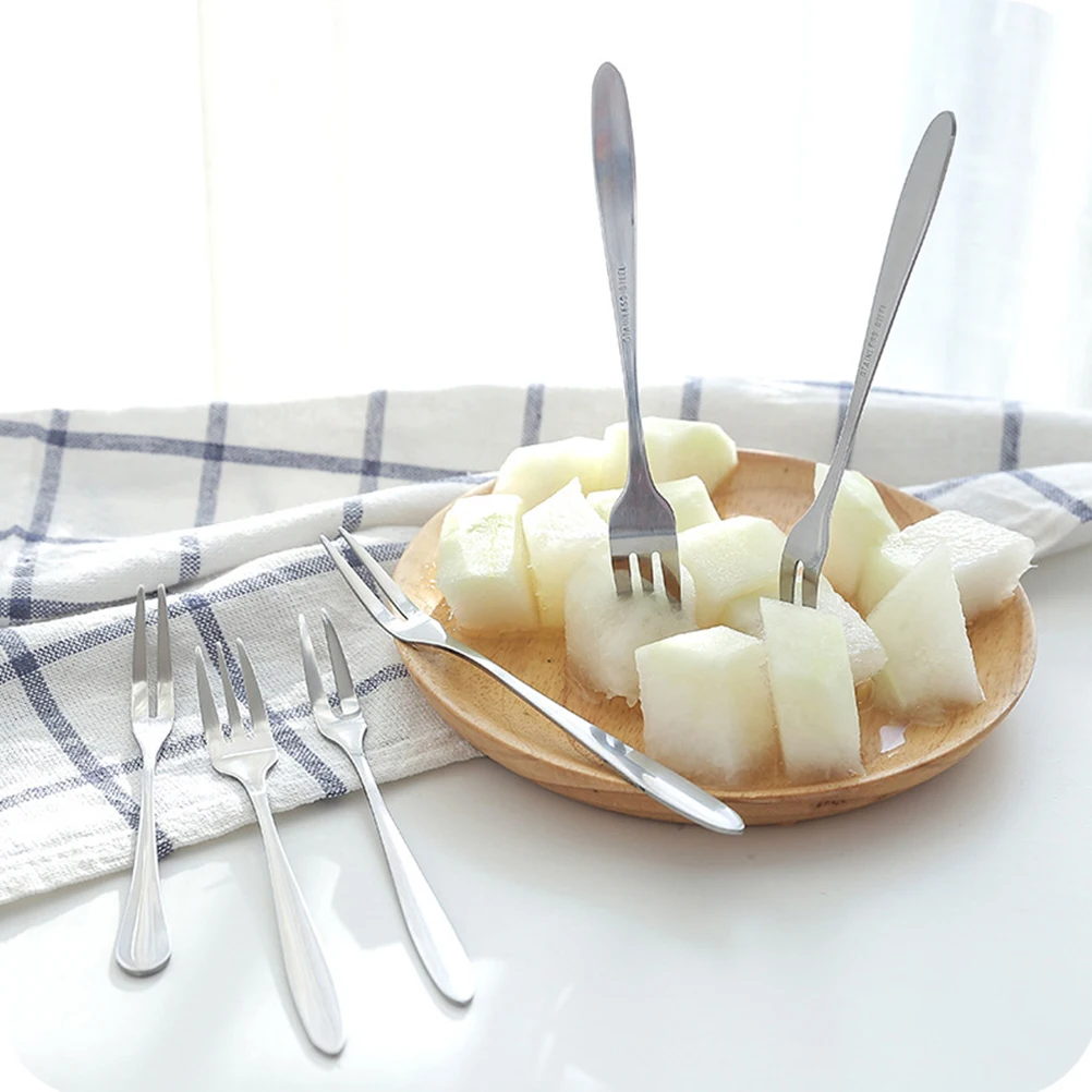 

12 Pcs Stainless Steel Fruit Fork Dessert Forks Toothpick Three Pronged Toothpicks
