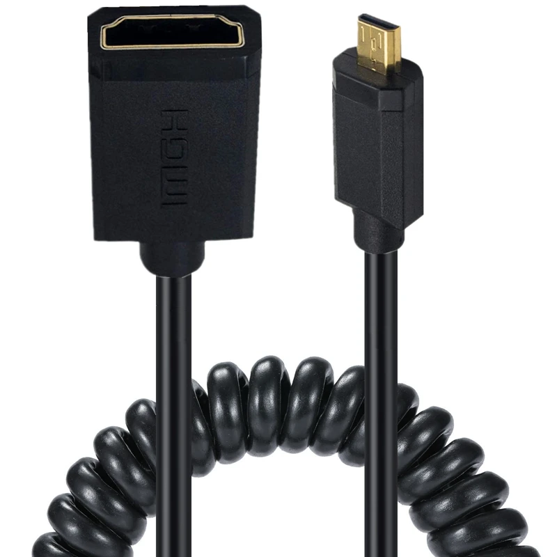 1p 4K * 2K @ 60HZ OD 3.2mm 90 Degree Micro HDMI-compatible Male to HDMI-Compatible Female Extension Cable  Spring HD Video Cable