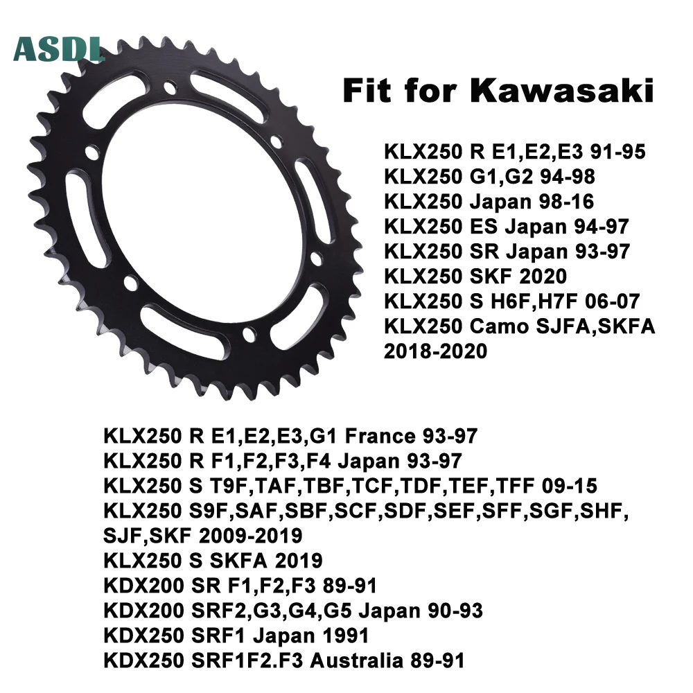 

520-42T Motorcycle Carburized Steel Rear Sprockets for Kawasaki KLX250 E1-E3 G1 G2 SR ES KLX 250 SAF-SKF 2009-2019 KDX200 KDX250